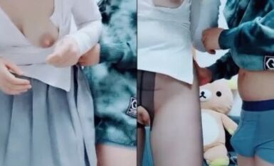 对白精彩有趣的新婚少妇勾搭空调维修工摸几下逼逼奶子就出奶水