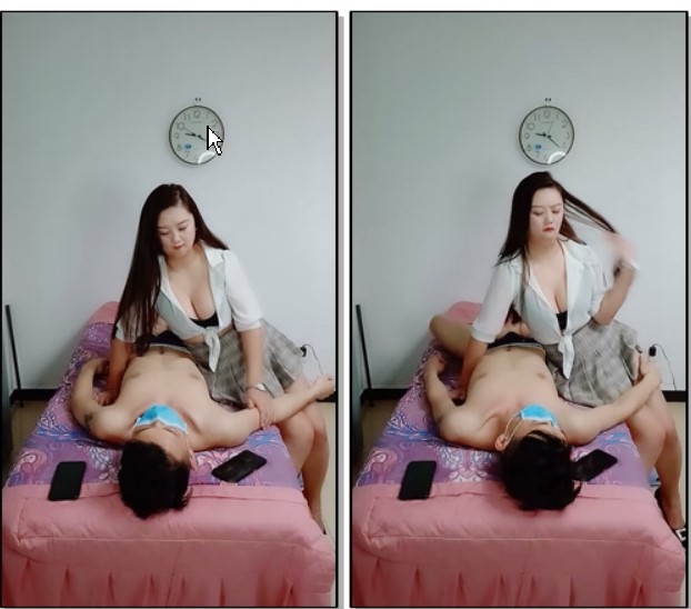 【萌萌很骚】，色情按摩店，大胸少妇春光满面，白嫩圆润美臀高耸，插入抠逼玩尽兴