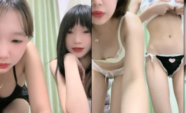 【一只兔叽吖】校花双女神~!尺度升级~完全放飞~无套群P，小妹妹挺漂亮，被干得娇喘阵阵 (2)