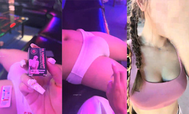 _2023-7-30 最新流出美女健身達人~翹臀桃桃夜店找牛郎吃雙份春葯後首次3P被兩個猛男輪干~瘋狂噴水 (1)