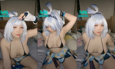泰國巨乳肥臀Coser【yuuuzu_cos】_露臉露穴_自慰噴水_近距離掰開白虎穴特寫 (5)